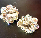 Vintage Crystal Aurora Borealis (AB) Bead Cluster Clip-On Huggie Earrings — photo 2