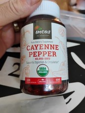 Organic Cayenne Pepper. 45,000 SHU. 500 mg. 120 Vegan Cap. New Incas Sealed