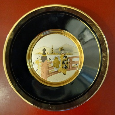 The Art of Chokin 24K Gold Trim Porcelain Plate Geisha Girl 6 