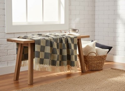 Brown Classic Plaid 50''x60'' Throw Blanket with Fringe