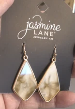 Jasmine Lane Gold Tone Drop/Dangle Pierced Earrings Marble Look Hypo-Allergenic