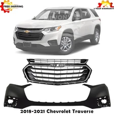 Front Bumper Cover Fascia & Grille Assembly Kit For 2018-2021 Chevrolet Traverse