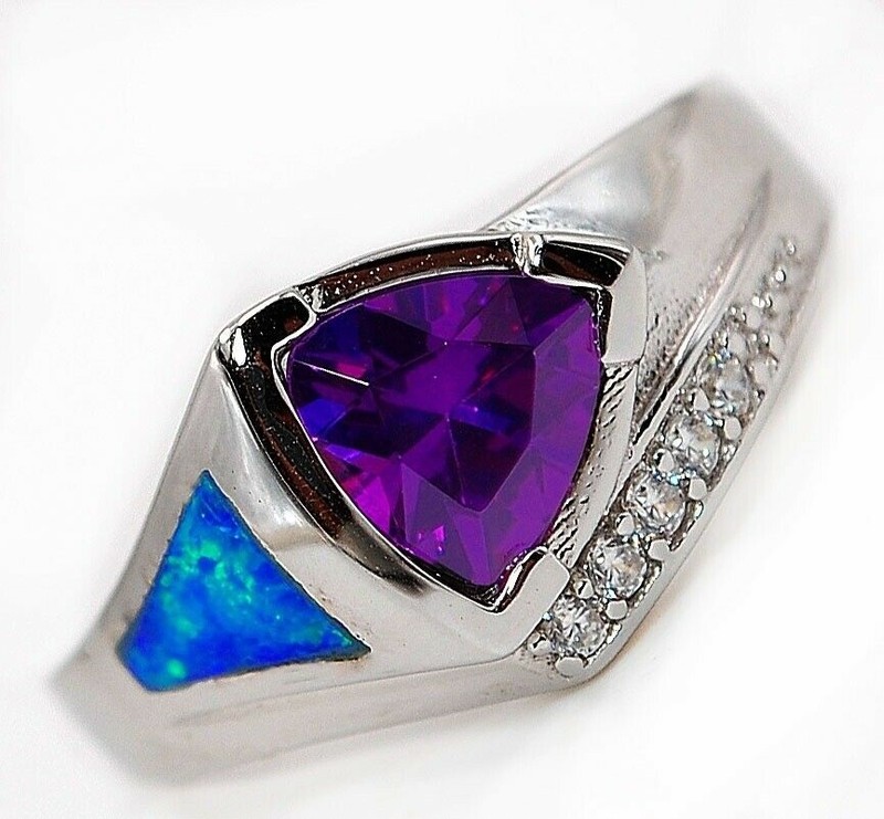 2CT Amethyst 925 Solid Sterling Silver Ring Jewelry Sz 7 AT2