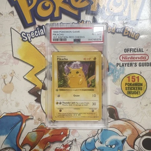 1999 POKEMON BASE SET 1ST EDITION-RED CHEEKS #58 PIKACHU PSA 8