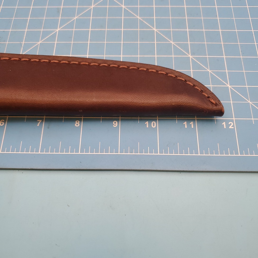 Fixed Blade Knife Sheath Brown Leather Belt Case 11.5"x7.25" Dangler Made in USA