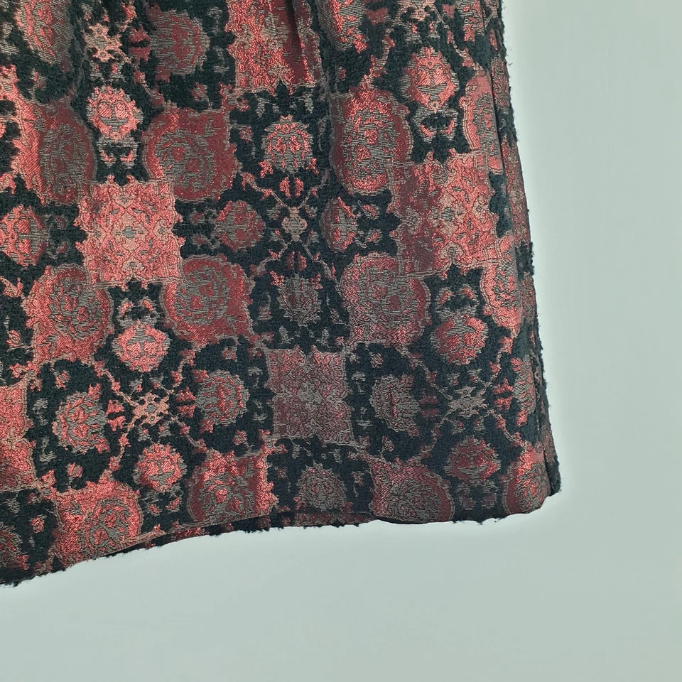 Monsoon Skirt Size 18 Jacquard Red Metallic Bubble Pleated Festive Occasion - Image 3 of 4