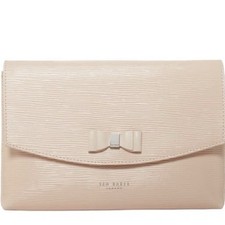NWT Ted Baker London Divina Bow Detail Clutch Crossbody Dusky Pink Slvr Hardware