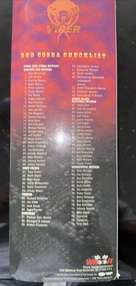 1996 Wheels Viper "Red Cobra" 78 Super Premium Race Cards Set - Image 4 of 4
