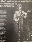 Aerosmith, Brad Whitford, B.C. Rich Guitars, Full Page Vintage Print  Ad