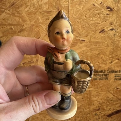 Goebel Hummel Hand Painted Porcelain Boy w/ Basket West Germany MPN 141 0
