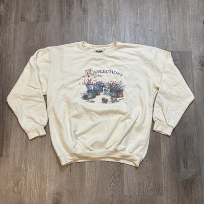 #ad #ad Vintage Norther Reflections Graphic Flower Sweater Women’s Size Medium Beige $24.00