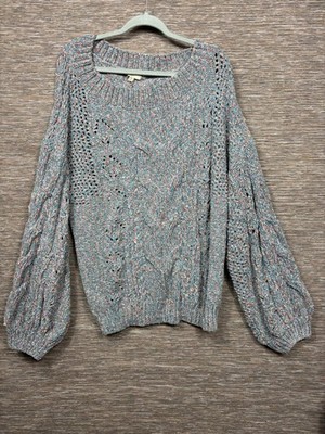 Kori America Plus Multicolored Knit Sweater  2XL Rainbow Casual Cottagecore Boho