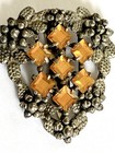 Vintage Dress Clip Cleavage Clip Yellow Gold Rhinestones set in Silver Metal — photo 4