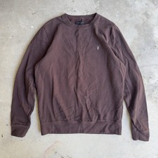 AllSaints Sweatshirt Mens Medium Brown Raven Crew Pullover Cotton Logo