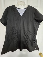 Grey's Anatomy Scrub Top size XL-Black Classic V-Neck- Chest 24"/L 27.5"