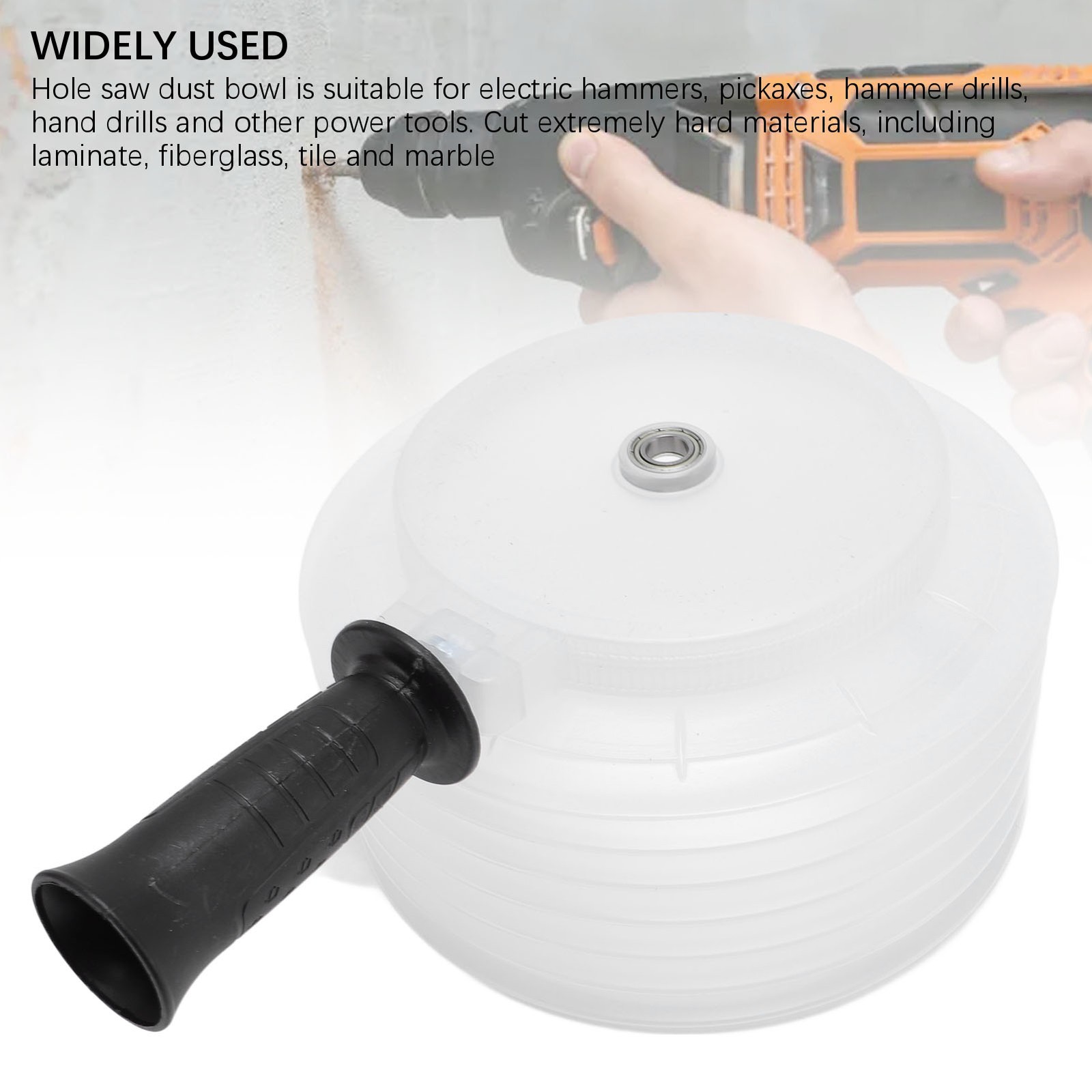 Hole Saw Dust Bowl Cutter Electric Hammer Drill Hood Collector 160mm With Handle