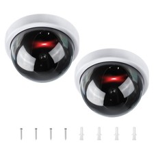 2 Pcs Fake Security Camera Dummy Dome Cameras with Red Light  Screw, White