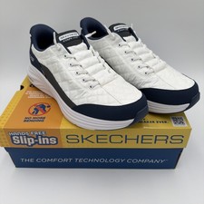 Skechers Slip-ins Contour Foam Cozy Fit Mens Fashion Trainers White/Navy Size 12