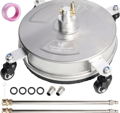 #ad 14quot; Pressure Washer Surface Cleaner with 4 Wheels Stainless Steel Housing $45.00