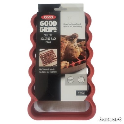 OXO GOOD GRIPS SILICONE ROASTING RACK  2 Pack  Roast Poultry Fish Pork  NEW!