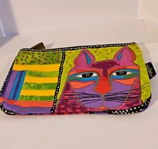 Laurel Burch Feline cat bright colors cat 9"x7" zippered cosmetics bag