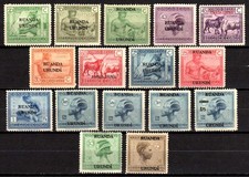 Belgisch Congo Belge - Ruanda-Urundi 1925 n° 62/76+79/80 MH Vloors II c11.00Eu.