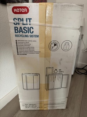 Keter Split Basic Recycling System Cabinet   Dual 110L Bins (New)