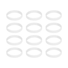 12pcs Plain Silicone Wristbands 8 Inch Circumference 1/2 Inch Width, White