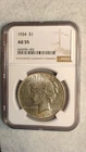 1934 P Peace Dollar NGC AU55 BETTER DATE LIGHTLY CIRCULATED $1 Coin BUY IT NOW!