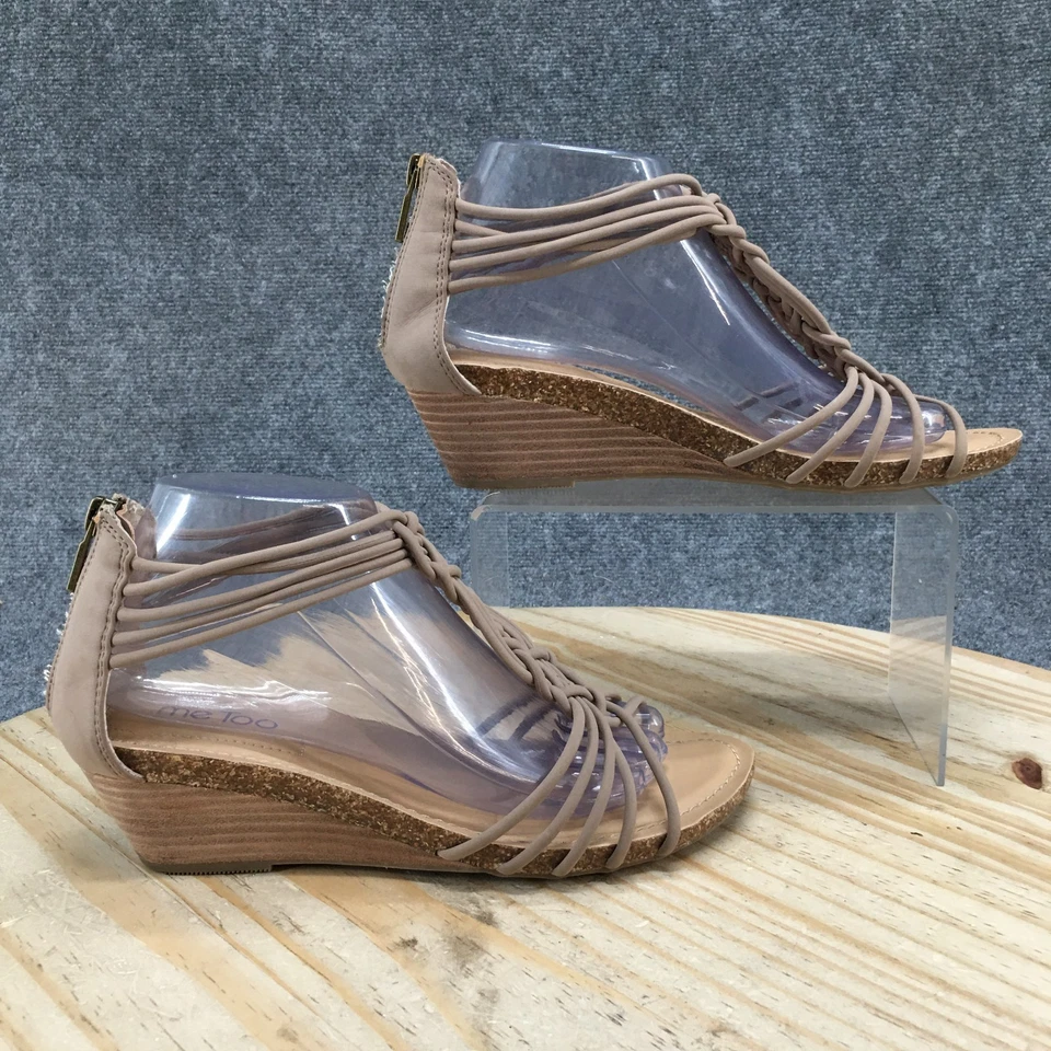 Me Too Sandals Womens 8.5M Tanya Gladiator Brown Faux Leather Casual Wedge Heels - Image 2 of 4