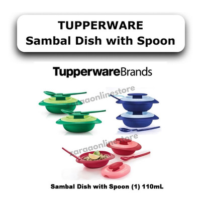 2x SET NEW TUPPERWARE Sambal Dish (110ml) With Spoon Set (SET OF 2) Random Color