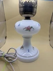 Milk Glass Floral Glass Globe Table Lamp Vintage
