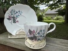 Staffordshire Bone China, England Teal, Aqua Mid-Century Modern Tea Cup & Saucer