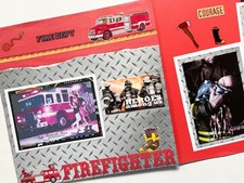 Fireman Scrapbook pages, Firefighter Layouts, Fireman Scrapbook Layout