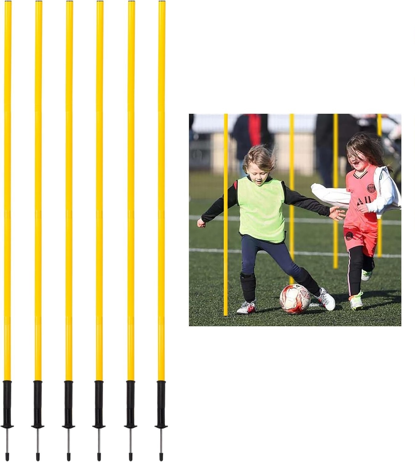 6 Pcs 5FT Agility Training Poles for Soccer, Basketball, Football, Dog, Horse