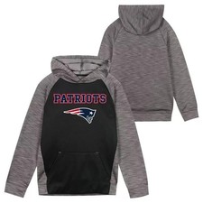 NFL New England Patriots Boys Hooded Poly Sweatshirt Black/Gray, XS 4/5