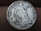 1870 P Seated Liberty Silver Dime- Philadelphia- Fine/VF Details