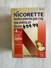 Nicorette Smoking Cessation Aid 4MG Fruit Gum - 100 Count