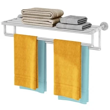 Double Towel Racks for Bathroom, Towel Rack with Shelf, Towel Shelf with Doub...