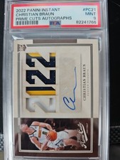 2022-23 Panini Instant Christian Braun Prime Cuts RC Patch Auto #9/10 PSA 9