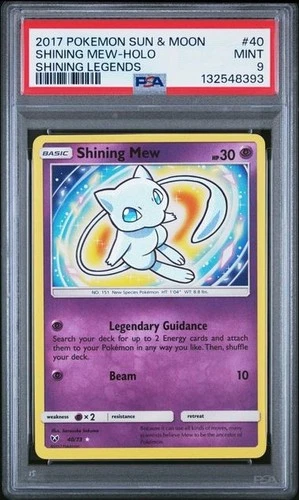 Shining Mew-Holo Pokemon Sun & Moon Shining Legends 40 NM PSA 9
