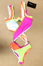 Espiral Lingerie Women's Neon Monokini Bodysuit Romper 2348  Size Small