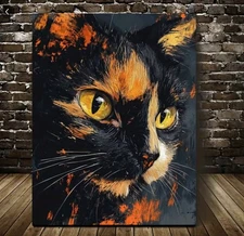Cat Canvas Wall Art  TORTOISE SHELL CAT Unframed 12 x 16   842