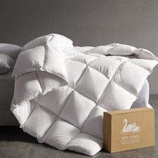 Premium Goose Down Fiber Comforter King Size, Ultra Fluffy Hotel Collection