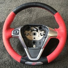 Ford Fiesta ST180 Retrimmed Steering Wheel (Red Stitching and Alcantara)