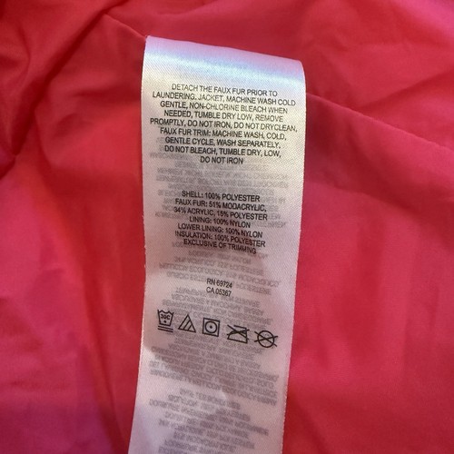 Columbia Jacket Girls Winter Coat Uk XL Pink Full Zip Detachable Faux Fur 14-16 - Picture 15 of 24