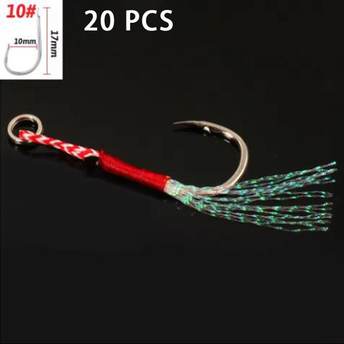 20pcs Iron Plate Hook Double Hook Feather Lure Fishing Tackle Sea Fishhook - Picture 22 of 32