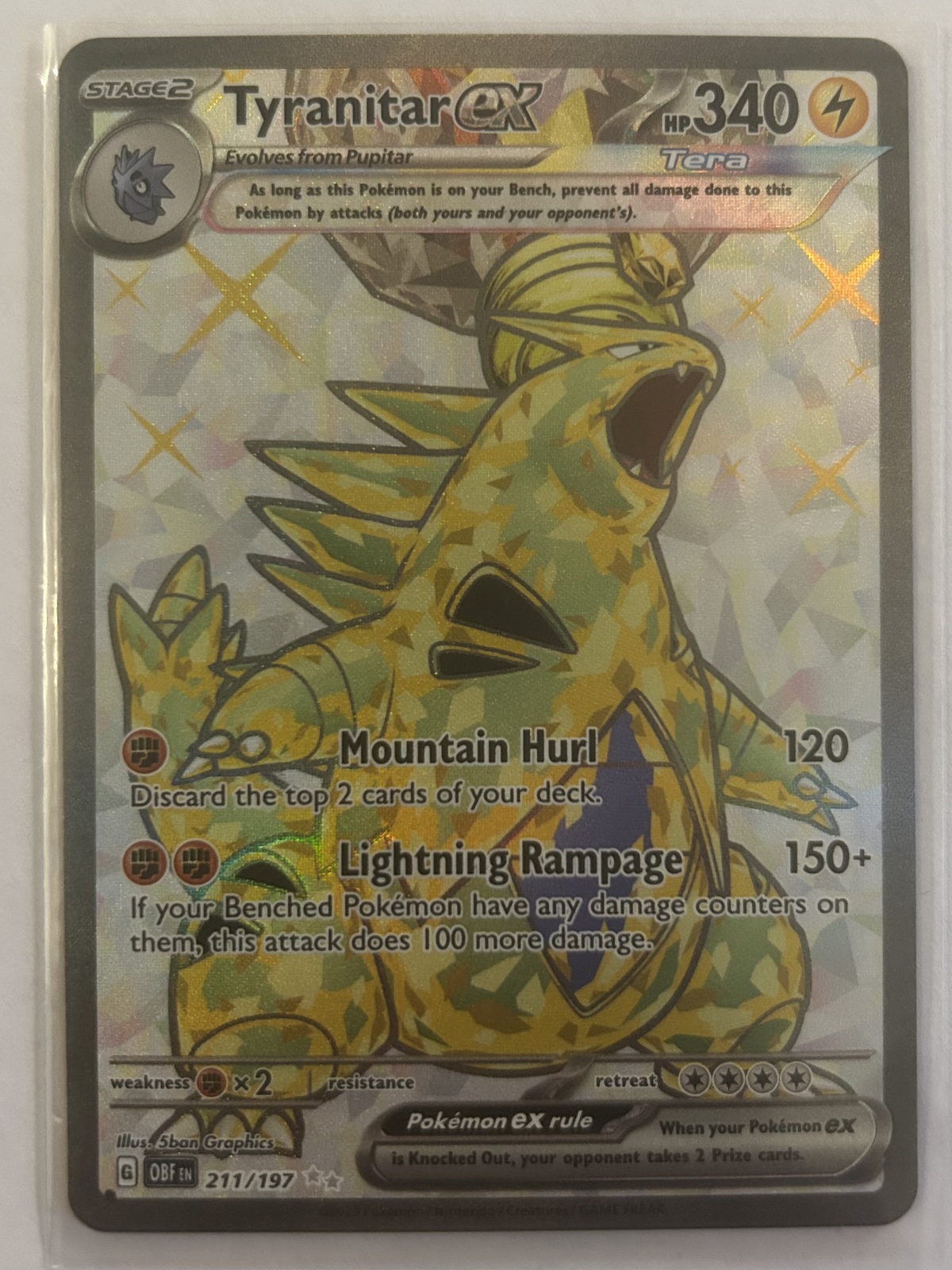 Tyranitar ex 211/197 Sv03: Obsidian Flames Holo Pokemon TCG Near Mint