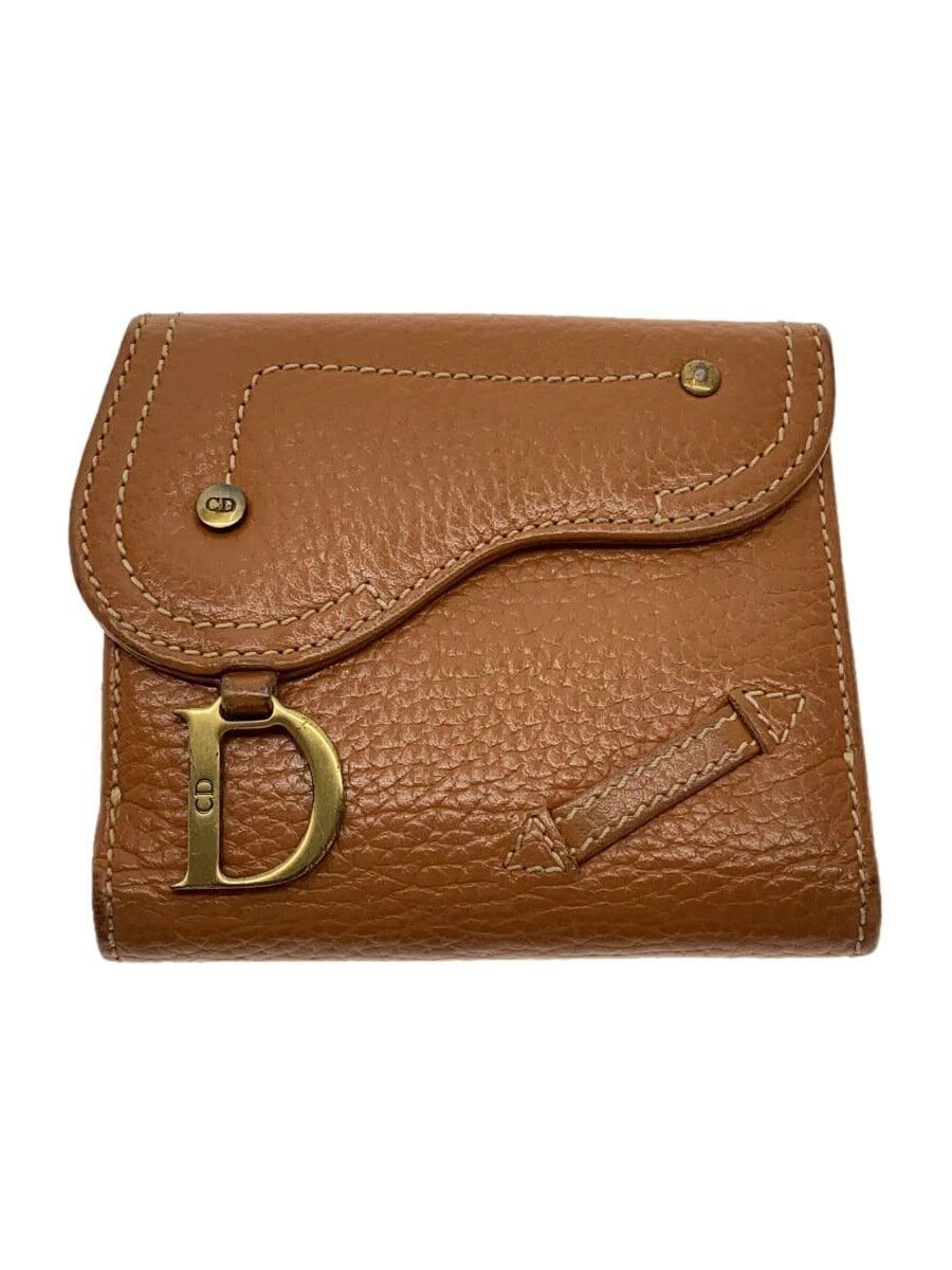 Christian Dior Portefeuille Plié Bi Pli Cuir Marron Homme Occasion