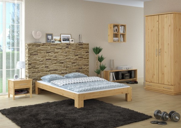 FranzöSisches Bett Doppelbett 140X200 Futon Kiefer Massiv Rollrost Jugendbett-image